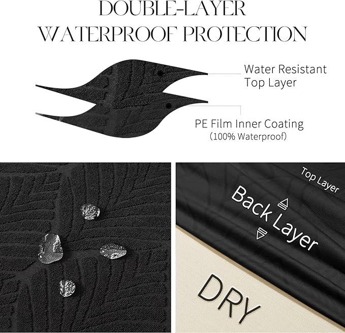 MOSAYT 100% Waterproof Dining Room Chair Covers Set of 6, Super Fit Stretch Jacquard Parson Chairs Slipcovers Removable Washable Chair Seat Protectors for Home, Kitchen, Banquet (Black)