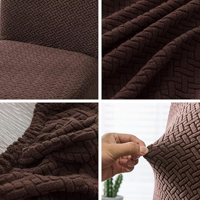 Genina Chair Covers for Dining Room Chair Covers Dining Chair Slipcovers Stretch Kitchen Parsons Chair Cover (Chocolate, 2 PCS)