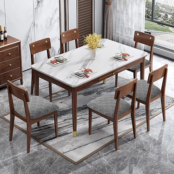 Genina Waterproof Seat Covers for Dining Room Chairs, Stretch Chair Covers Removable Washable Dinning Room Kitchen Chair Seat Cushion Slipcovers (Jacquard-Light Gray, 4 PCS)