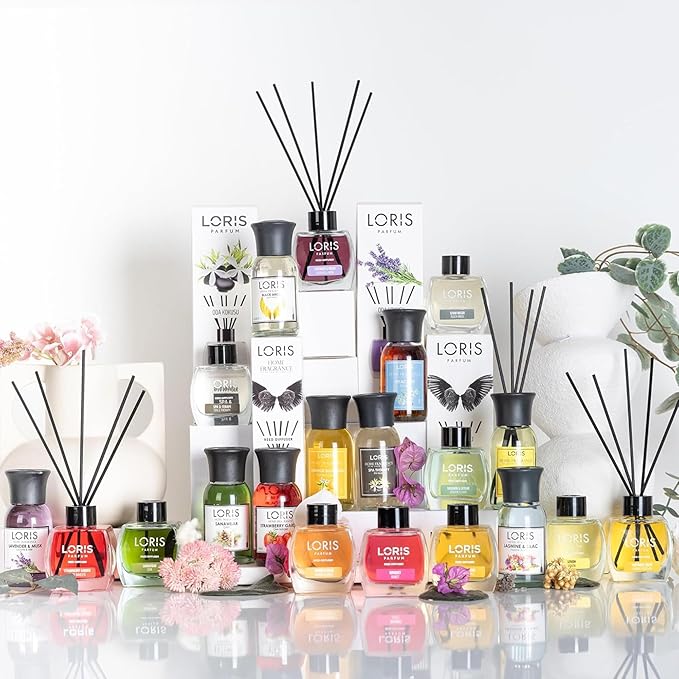 Loris Reed Diffuser -Bouquet- Aromatic Home Fragrance with Natural Essential Oils, 4.06 fl oz/120 mL – Long‑Lasting, Non‑Toxic, Gift Ready Scented Diffuser with Sticks for Room & Bathroom