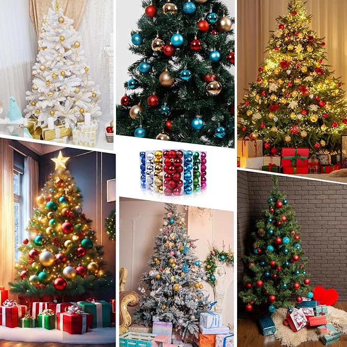 24ct 2.36 Inch Christmas Balls Ornaments for Xmas Christmas Tree - Shatterproof Christmas Tree Decor Hanging Ball for Holiday Wedding Party Decoration (Red 60mm)