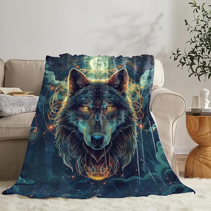 Tijuboni Wolf Throw Blanket Wolf Gifts for Girls Boys Women Men Kids Adults Soft Flannel Fleece Blanket for Couch Sofa Bed Home Decor 60"x80"
