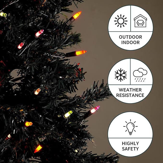 Christmas Lights Multicolor, Indoor and Outdoor use,Black Wire Lighting String 100 Counts,Decorations for Holiday, Party,Festival,Christmas String Lights