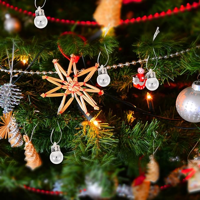 VICASKY 24pcs 0.78" Silver Christmas Mini Balls - Xmas Tree Hanging Ornaments for Holiday Party & Home Decor