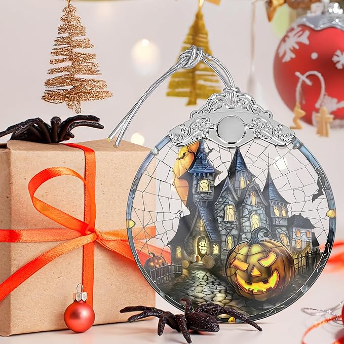 Stained Glass Decor - Christmas Ornaments - Christmas Tree Ornaments - Holiday Decorations - Gift Exchange - Gift Ideas - Gifts for Xmas (Haunted Mansion Town)