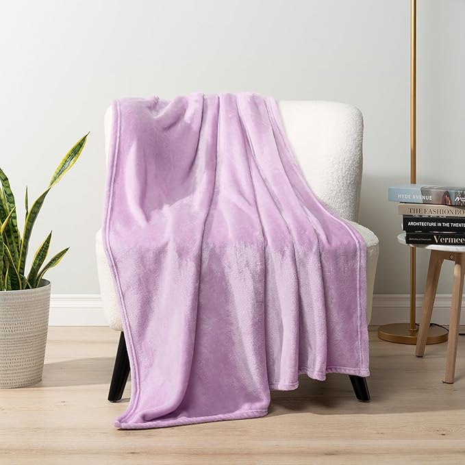 PAVILIA Fleece Blanket Throw Twin Size | Super Soft, Plush, Luxury Flannel Throw | Lightweight Microfiber Blanket for Sofa Couch Bed (Lavender Light Purple, 60x80 inches)
