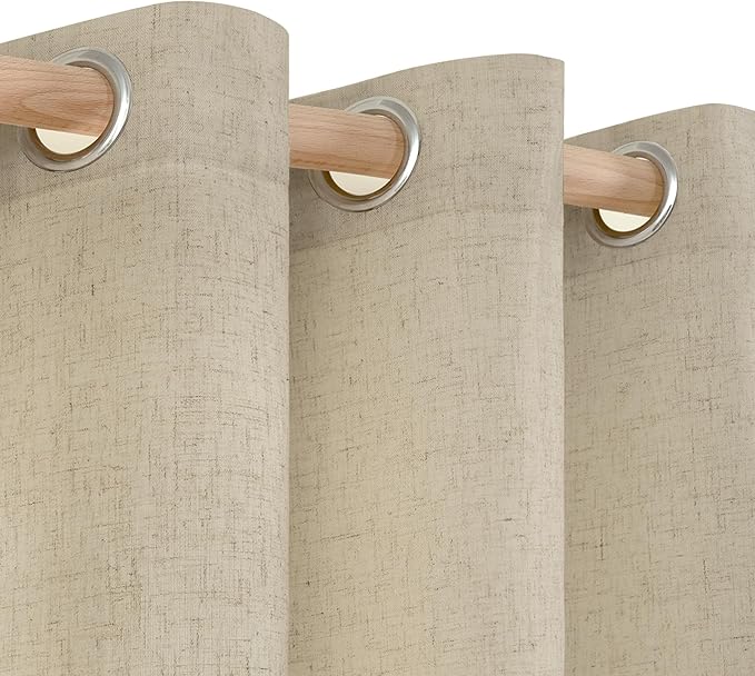 YoungsTex Burlap Linen Curtains 72 Inch Length for Living Room, Tan Semi Sheer Drapes Privacy Light Filtering Window Treatments for Dining Room Bedroom Farmhouse, 2 Panels, 52 X 72 Inch