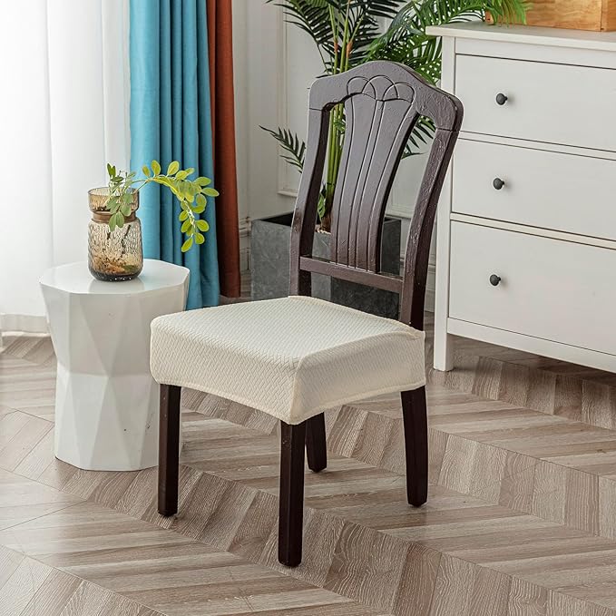 Genina Waterproof Seat Covers for Dining Room Chair Covers Waterproof Dining Chair Covers (2 PCS-Rear-gapped, Beige)