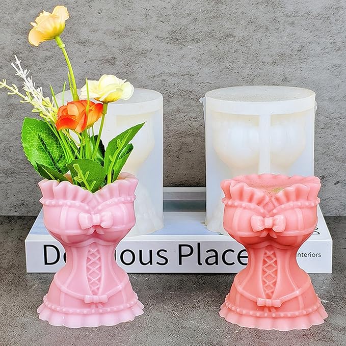 Wedding Dress Vase Cement Clay Mold Plaster Flower Pot Silicone Mold Concrete Succulent Flowerpot Pen Holder Epoxy Resin Mold