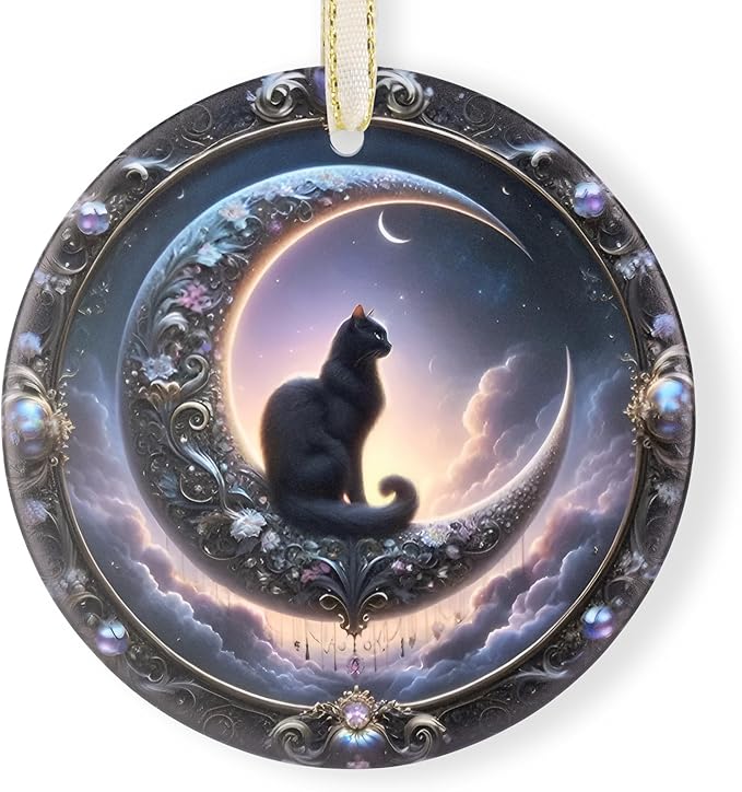 Christmas 2025 Ornaments, Christmas Ornament Gift, Holiday Keepsake, Stocking Stuffers, Gift Ideas - Witch Black Cat