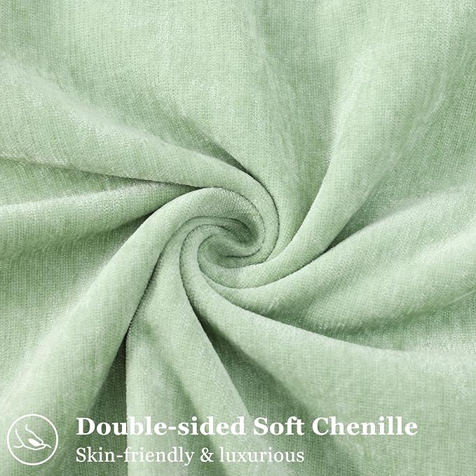 decorUhome Christmas Couch Throw Pillow Covers 12x20 Set of 2, Decorative Soft Euro Velvet Neutral Chenille Lumbar Pillow Covers with Elegant Design for Sofa Bed Living Room Home Decor, Sage Green
