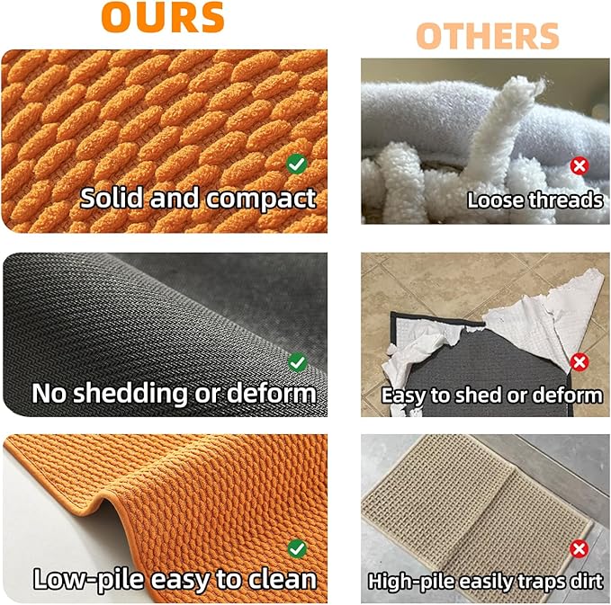 Bathroom Rugs Non Slip Washable, Super Absorbent Thin Bath Mat Small Quick Dry Low Pile Bathroom Rug, Orange 20"x30"