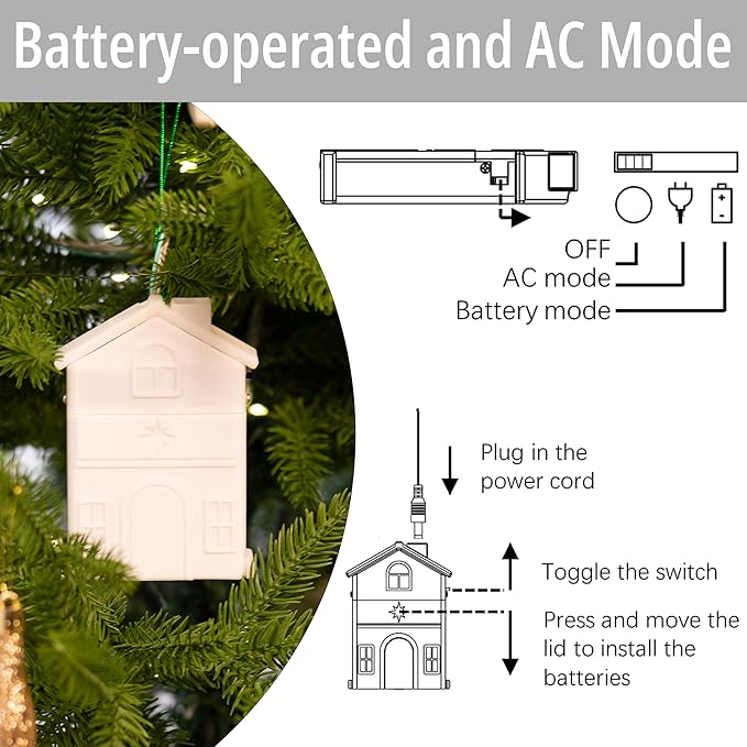 Moving Black Angel Christmas Tree Topper with Lights, 12-Inch White Cloth African American Christmas Decoration Holding Candles, Plug in and Battery Operated, Long Power Cord