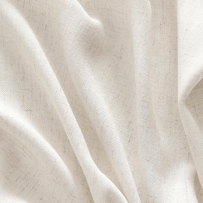 MIULEE Non-See-Through Privacy Linen Curtains 2 Panels, Light Filtering Window Curtains Farnhouse Textured Back Tab Semi Sheer Drapes for Bedroom Living Room, 52 x 45 Inches Long, Natural White