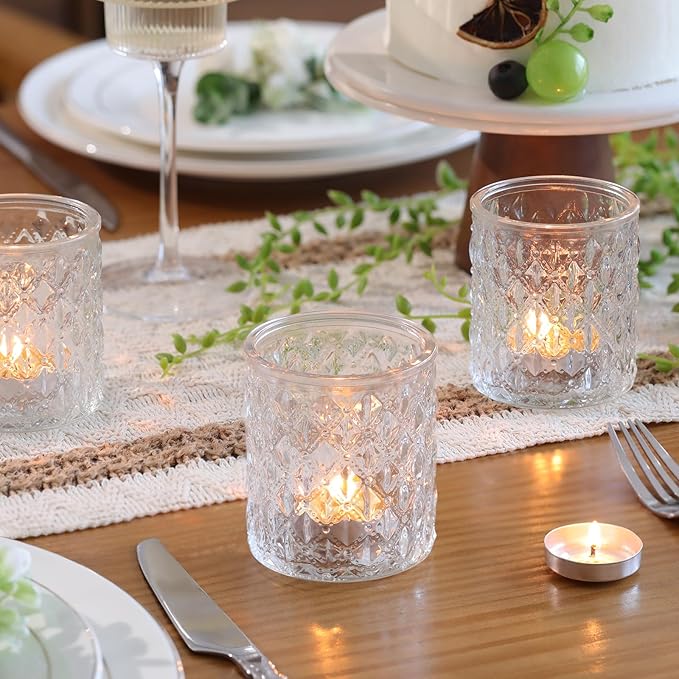 8Pcs Large Votive Candle Holders Clear Tea Light Candle Holders Glass Candle Holder for Wedding, Bridal Shower, Table Centerpiece, Party, Home Decor