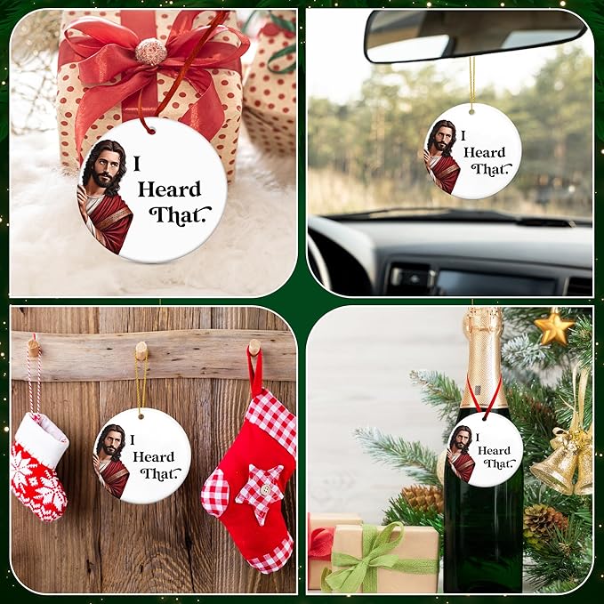 FLAGWIX Christmas Funny Gifts for Women Men - Ceramic Christmas Ornaments 2025 for Tree Decorations - White Elephant Gifts for Adult, Funny Ornament Ideas, Stocking Stuffers Gift for Men Women
