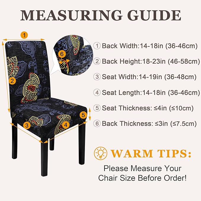 Sufdari Dining Chair Covers,Kitchen Chair Cover,Parsons Chair Slipcover,Spandex Chair Protectors for Dining Room Stretch Chairs Cover Set of 8 -Gold Leaves