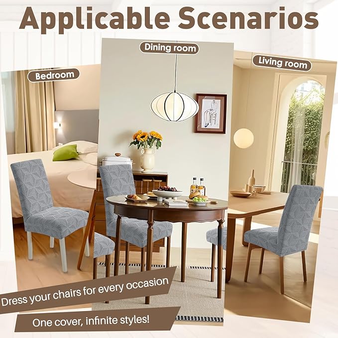 YEMYHOM Dining Chair Covers Set of 2, Stretch Dining Room Parsons Chair Slipcover, Removable Washable Furniture Protector for Home, Kitchen, Banquet (Light Gray)