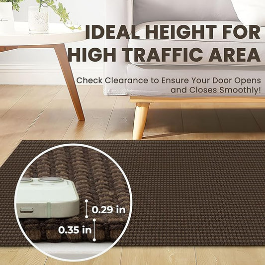 Braided Area Rug 3x5 Ft Washable Rugs for Entryway Non Slip Throw Rugs Boho Door Mat Indoor Entrance Cotton Kitchen Mats Woven Front Door Carpet for Foyer Living Room, Brown