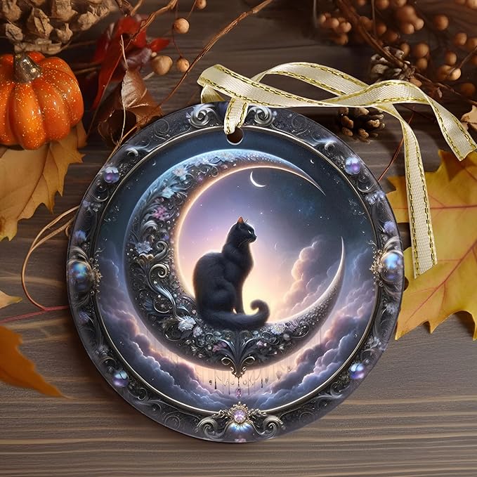Christmas 2025 Ornaments, Christmas Ornament Gift, Holiday Keepsake, Stocking Stuffers, Gift Ideas - Witch Black Cat