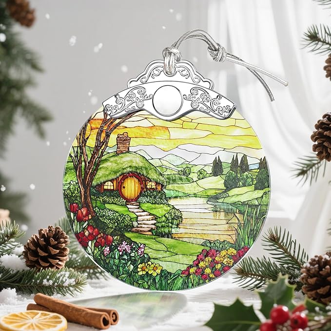 Christmas Ornaments, Christmas Decorations for Tree, Keepsake Ornaments, Holiday Ornament, Holiday & Xmas Gifts, Gifts for Pastoral Lovers & Nature Lovers - Hobbit Home-Theme