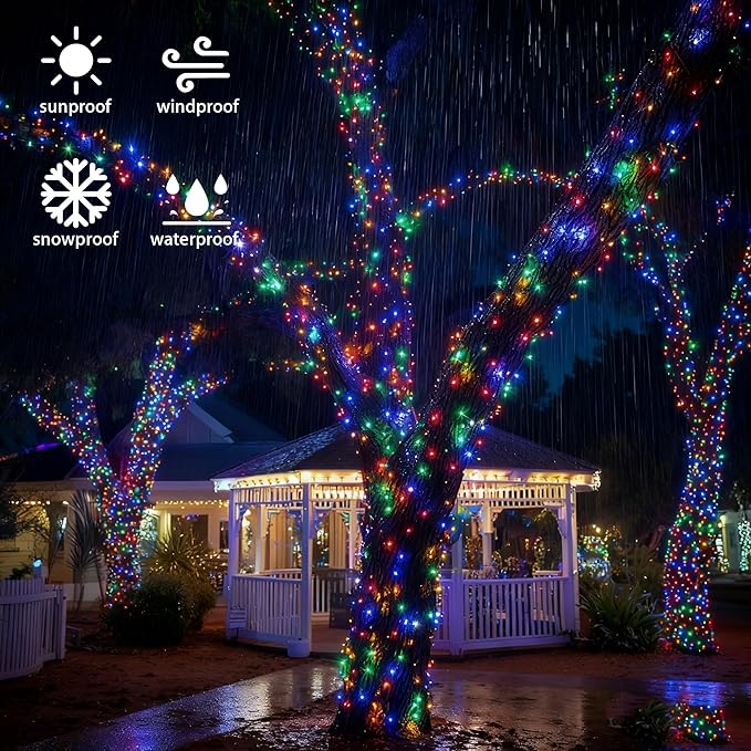 TW SHINE 1000 LED Christmas Lights, 328FT Christmas Tree Lights Outdoor Plug in with 8 Modes, Remote Waterproof Xmas String Lights Indoor Decorations for House Yard Decor, Multi-Colored