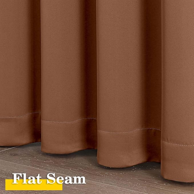 Sun Baked Cafe Blackout Curtains 36 Inch Length 2 Panels Set, Soft Solid Thermal Insulated Room Darkening Small Window Curtains for Kitchen Bathroom Basement, Sun Baked, Each, 40" Wx36 L