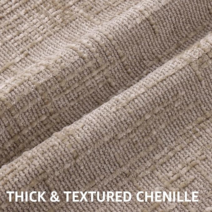 decorUhome Fall Oatmeal Chenille Throw Pillow Covers 12x20 Set of 2 Thick Textured Slubby Couch Pillow Covers Farmhouse Accent Modern Neutral Decorative Pillow Cases for Bed Sofa Living Room