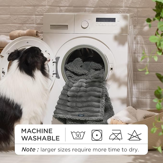 Bedsure Waterproof Dog Blankets for Large Dogs - Soft Puppy Cat Blanket Corduroy Fleece for Couch Protector Washable, Cozy Calming Reversible Furniture Protection for Pet,40"x50", Warm Grey