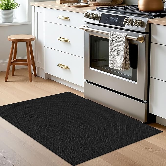 EARTHALL Woven Area Rug 2x3 Ft Washable Rugs for Entryway Braided Non Slip Throw Rugs Door Mat Indoor Outdoor Entrance Small Cotton Woven Carpet for Kitchen Foyer Front Door, Black/Grey