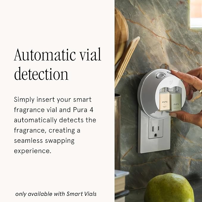 Pura - Smart Home Fragrance Device Starter Set - Pura 4 - Scent Diffuser for Home - Includes Fragrance Aroma Diffuser - Square Box, Cinnamon Woods and White Pumpkin Scent Refills