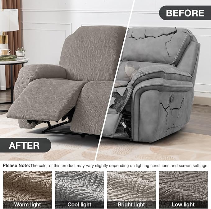 Timeles Recliner Covers Recliner Loveseat Covers Reclining Couch Covers Sofa Slipcovers Stretch Soft Washable (Two-Seater, Taupe)