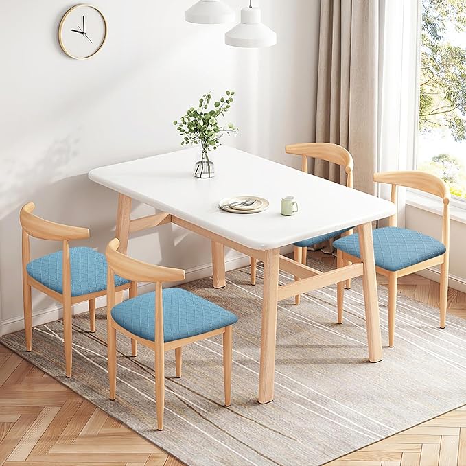Fuloon Stretch Chair Seat Covers 4 PCS, Removable Washable Dining Chair Covers Anti-Dust Dining Room Seat Cushion Slipcovers (4, Lake Blue)