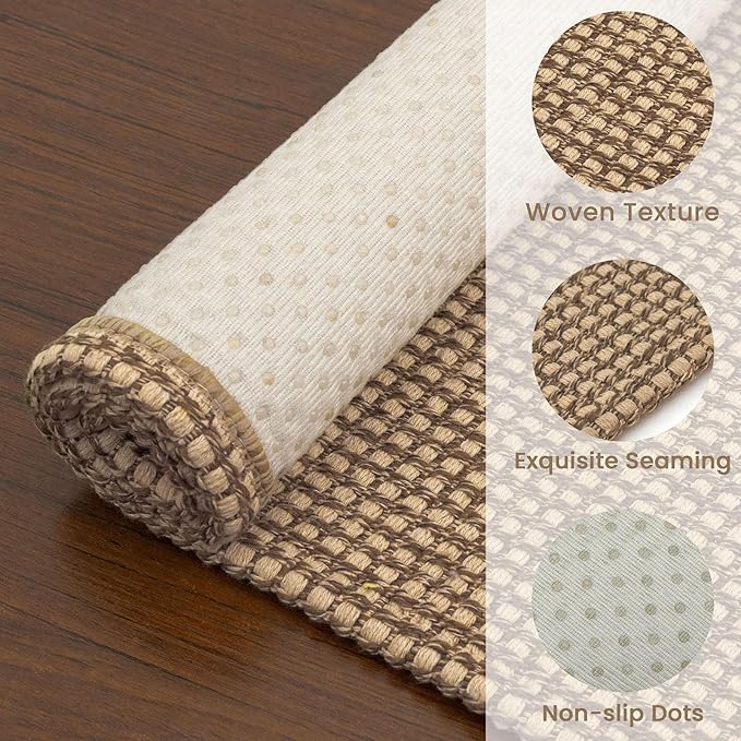 EARTHALL Woven Runner Rug 2x7 Ft Washable Runners for Hallways Cotton Non Slip Rubber Backed Kitchen Runner Braided Indoor Floor Carpet for Entryway, Hallway, Kitchen, Bedroom, Orange/Tan/Brown