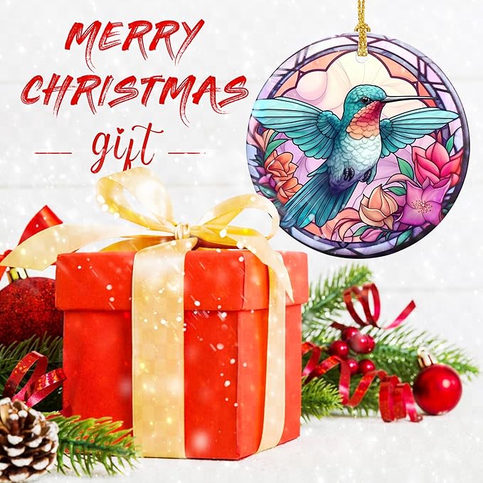 Touber Hummingbird Hanging Ornament - Christmas Tree Decor for Bird Lovers - Pattern D