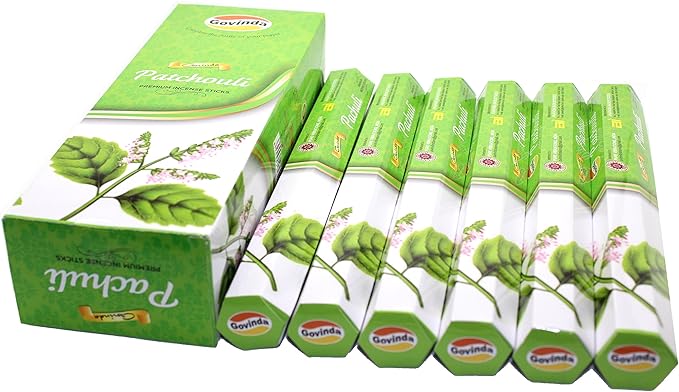 Govinda Incense - 120 Incense Sticks, Premium Incense, Masala Coated (Patchouli)