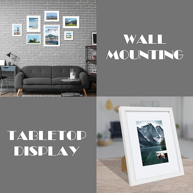 10x13 Picture Frames with Real Glass - Display 8.5x11 Diploma with Mat or 10 x 13 Photo without Mat, Wall or Table Top Display(White, 3 Pack)