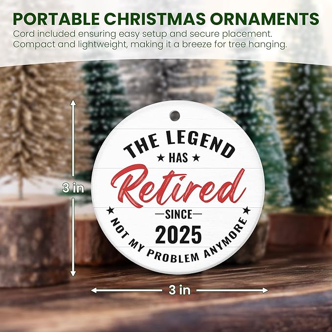 Christmas Retirement Gifts for Women Men - Ceramic Christmas Ornaments 2025 - Funny Retired Goodbye Farewell Coworker Leaving Gifts for Wome Coworkers Friends, Retirement Gift for Woman