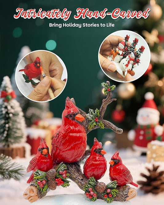 Large Christmas Cardinal Snow Globe Light up Lantern with 8 Songs, 9.84" White Christmas Snow Globes for Kids Adults, 6H Timer & Dual Power, Snowglobes Christmas Decorations Indoor Gifts Women Men