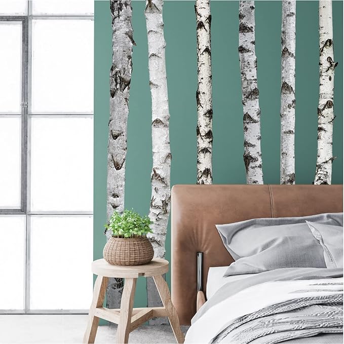 70 Inches Giant Tree Wall Decal White Birch Tree Wall Sticker Large Trees Decals Peel and Stick Woodland Forest Tree Sticker Nature Trees Stickers for Bedroom Nursery Living Room