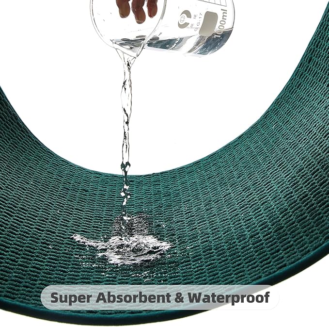 Bathroom Rugs Non Slip Washable, Super Absorbent Thin Bath Mat Quick Dry Low Pile Bathroom Rug, Dark Green 24"x47"