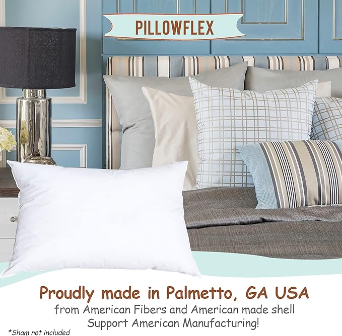 Pillowflex Synthetic Down Pillow Insert - 14x30 Down Alternative Pillow, Ultra Soft, Large Rectangle Body Sleeping Pillow, Lumbar, Long, Back - 1 Decorative Pillow Form