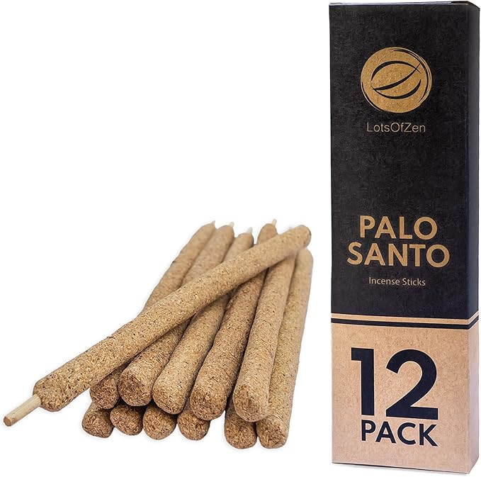 Large Palo Santo Incense Sticks (12 Pack) — Long Burning Handmade Natural Incense for Bad Energy Cleansing from Peru — Thick Palo Santo Resin Sticks