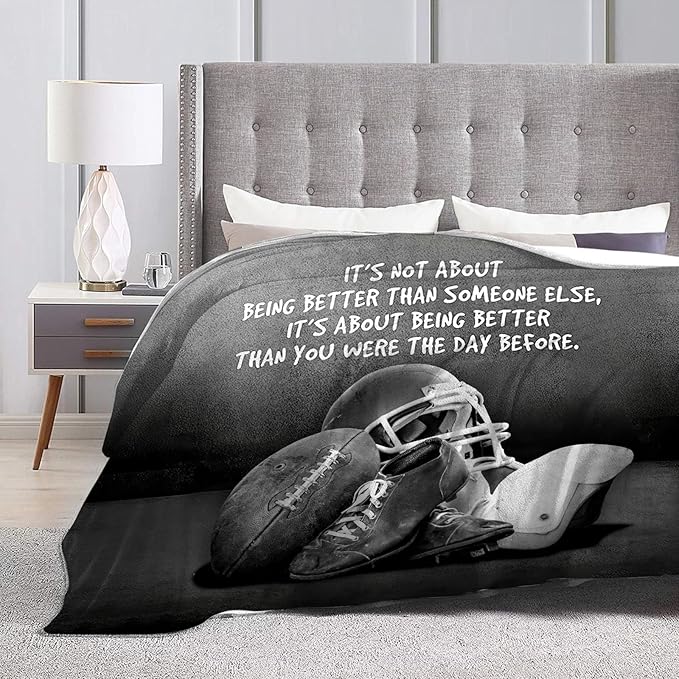 Tijuboni Football Sports Throw Blanket Rugby Gifts for Men Boys Women Girls Kids Adults Soft Flannel Fleece Blanket for Couch Sofa Bed Home Decor 50"x60"