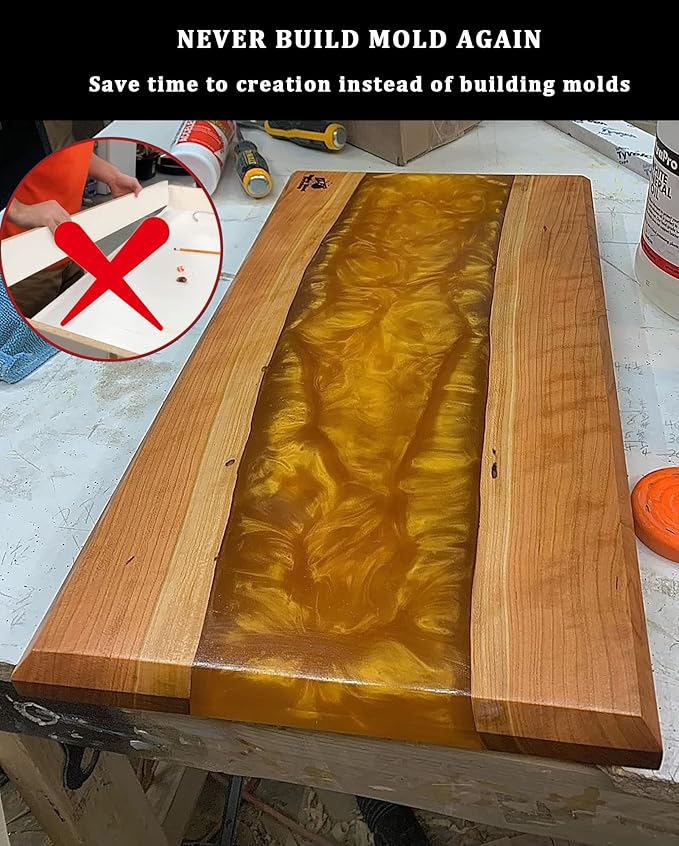Kalinta Epoxy Mold with Divider, Kalinta 18x 14x 2.6inch Reusable Large Rectangle Epoxy Resin Form Integrated Clamping System for Table,Cutting Board
