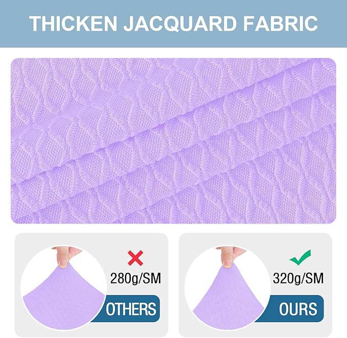 Smiry Stretch Jacquard Seat Covers for Dining Room Chairs Set of 4, Removable Washable Chair Seat Protector Slipcovers, No Rear Covers, Lavender