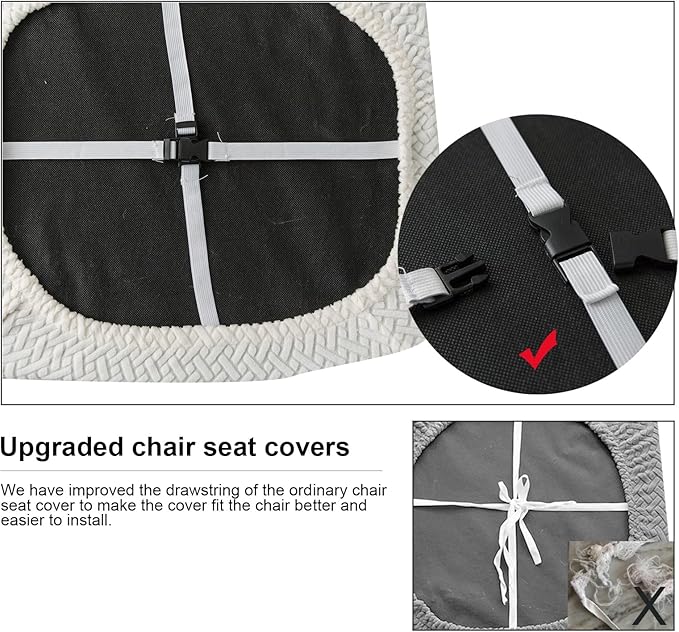 Genina Seat Covers for Dining Room Chair Seat Slipcovers Kitchen Chair Covers (White, 2 Pcs)
