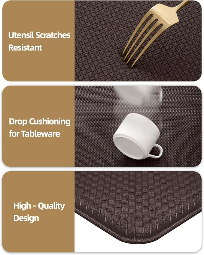 Color&Geometry Anti Fatigue Cushion Kitchen Mat for Floor -17"x59",Easy Clean, Water & Oil Proof, Anti Slip, Foam Rubber Runner Rug for Front Sink Comfort Standing,Brown