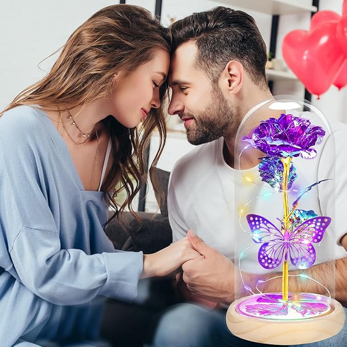 QUNPON Gifts for Women Christmas Rose Gifts Flowers for Women,Birthday Gifts for Women,Womens Gifts for Christmas,Purple Butterfly for Mom Grandma,Sister,Her,Wife,Valentines Day-LZ-Zi