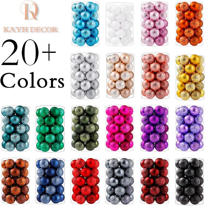 34ct Red Mini Christmas Ball Ornaments Shatterproof Plastic Christmas Tree Decorations for Xmas Party Home Office Holiday Decor -Small Size (1.57"/ 40mm)